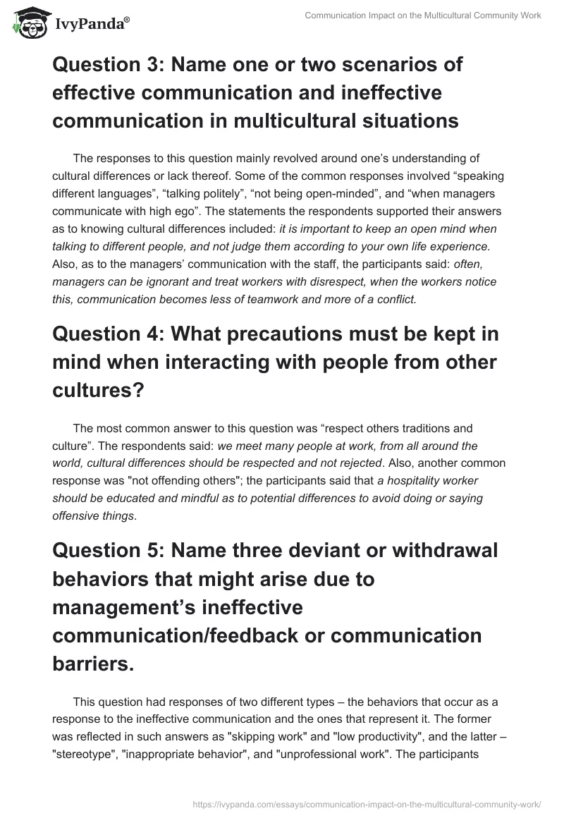 Communication Impact on the Multicultural Community Work. Page 3