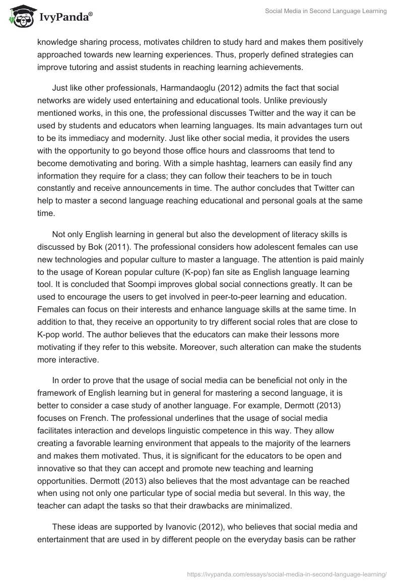 Social Media in Second Language Learning. Page 4