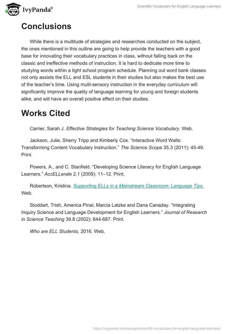 Scientific Vocabulary for English Language Learners. Page 4