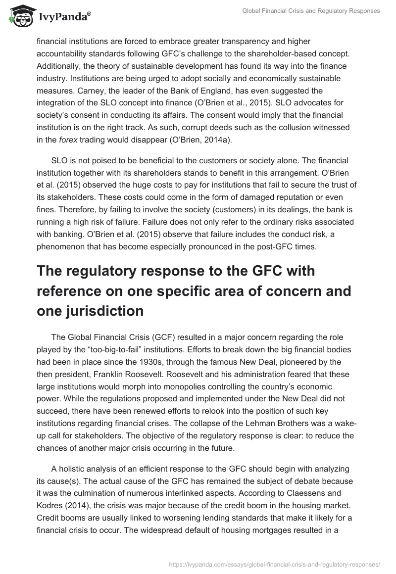 Global Financial Crisis and Regulatory Responses. Page 2