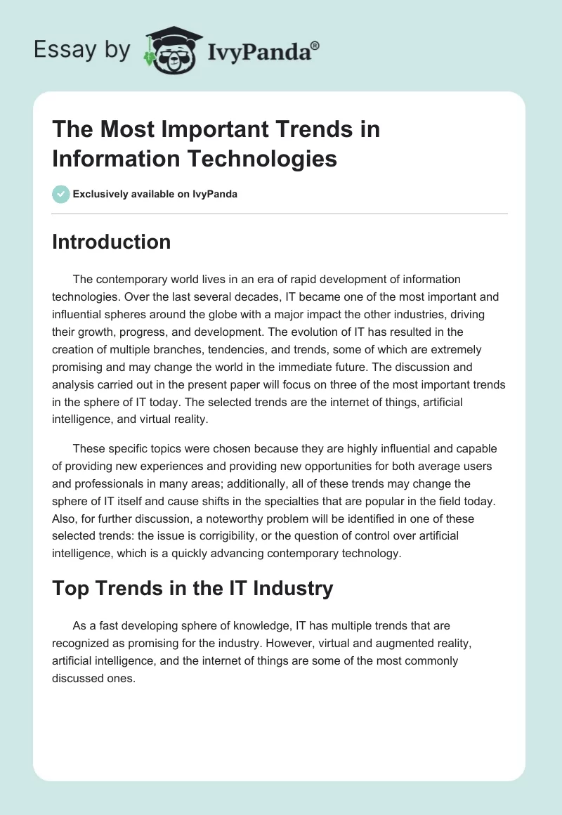 The Most Important Trends in Information Technologies. Page 1