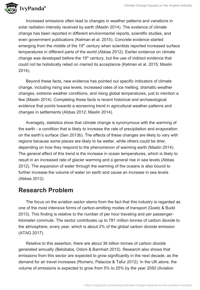 Climate Change Impacts on the Aviation Industry. Page 4