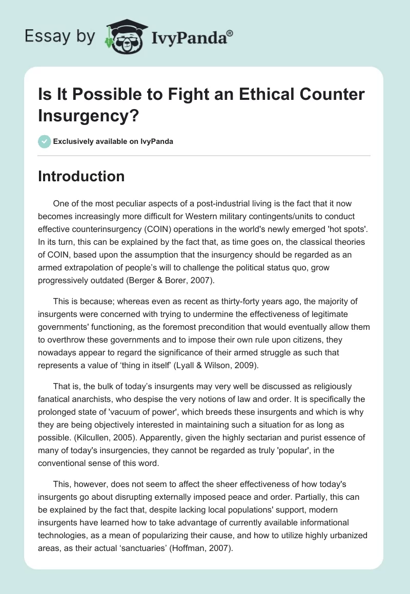 Is It Possible to Fight an Ethical Counter Insurgency?. Page 1