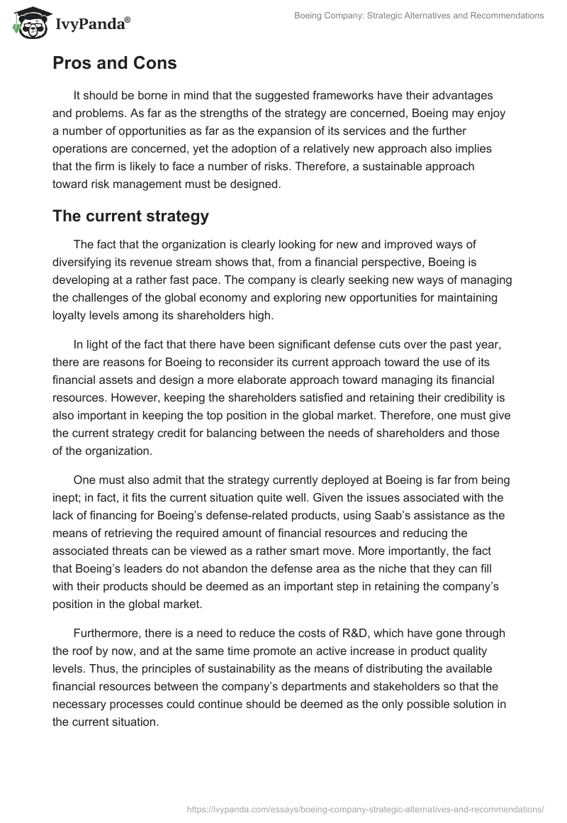 Boeing Company: Strategic Alternatives and Recommendations. Page 5