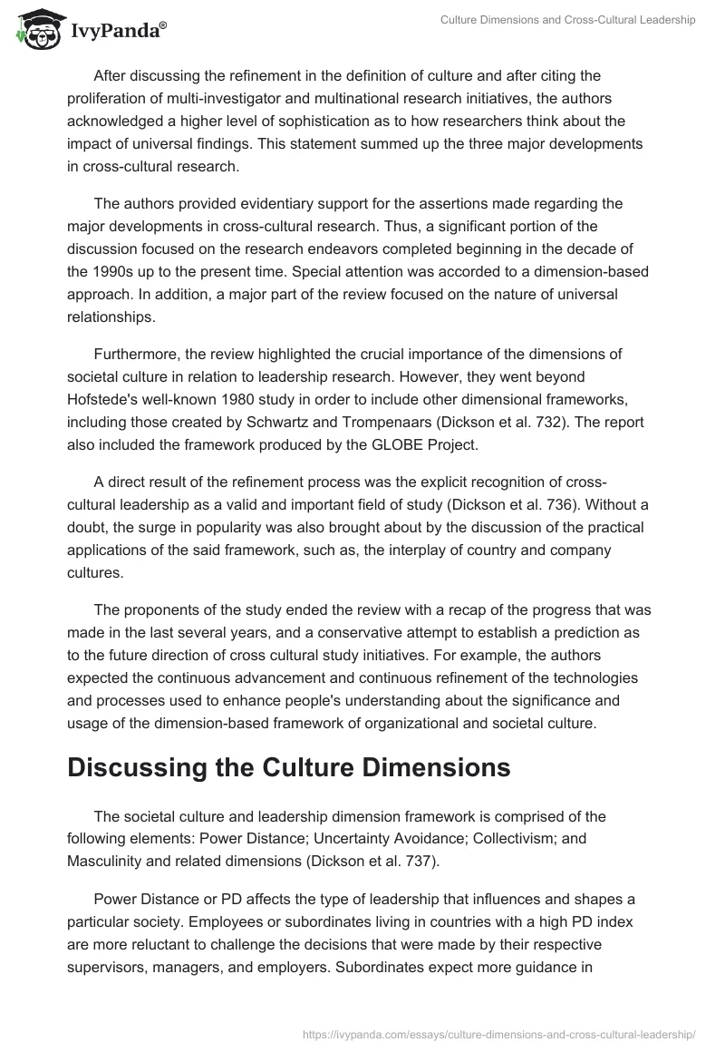 Culture Dimensions and Cross-Cultural Leadership. Page 2