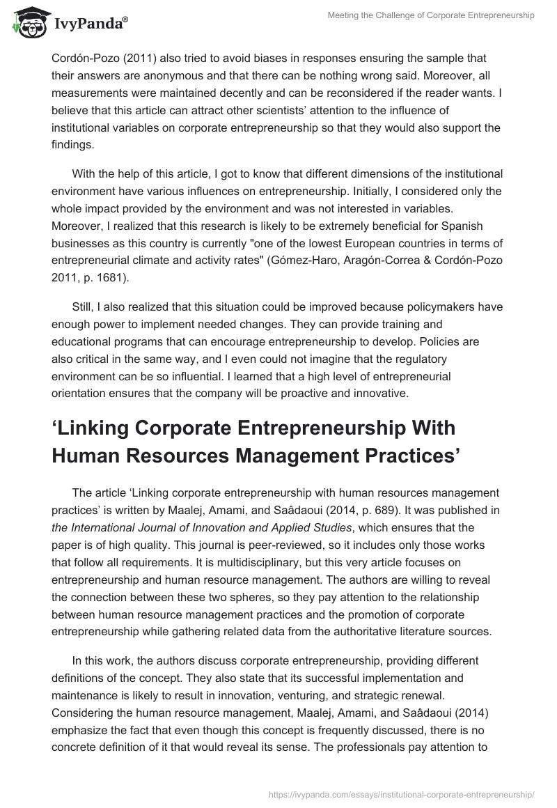 Meeting the Challenge of Corporate Entrepreneurship. Page 3