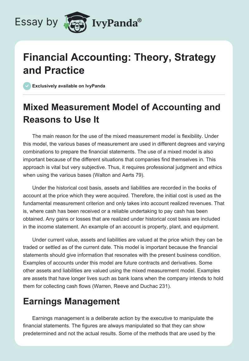 Financial Accounting: Theory, Strategy and Practice. Page 1