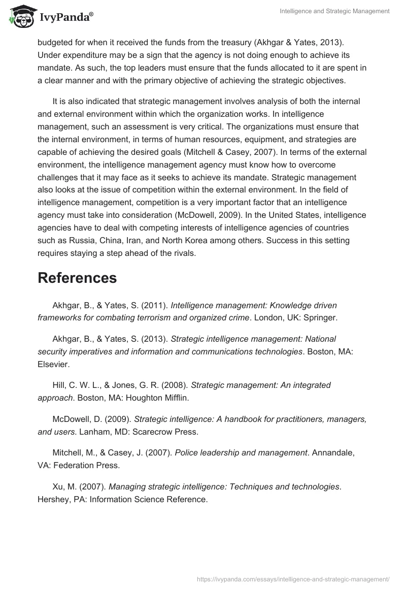 Intelligence and Strategic Management. Page 2