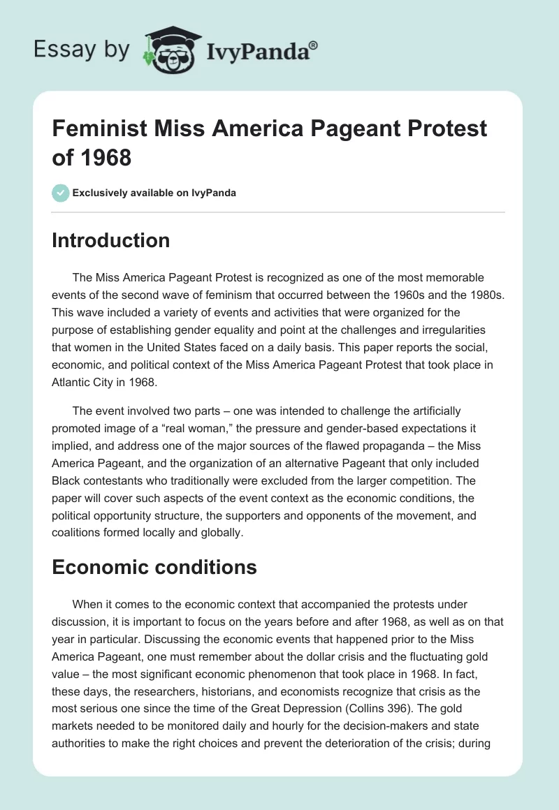 Feminist Miss America Pageant Protest of 1968. Page 1