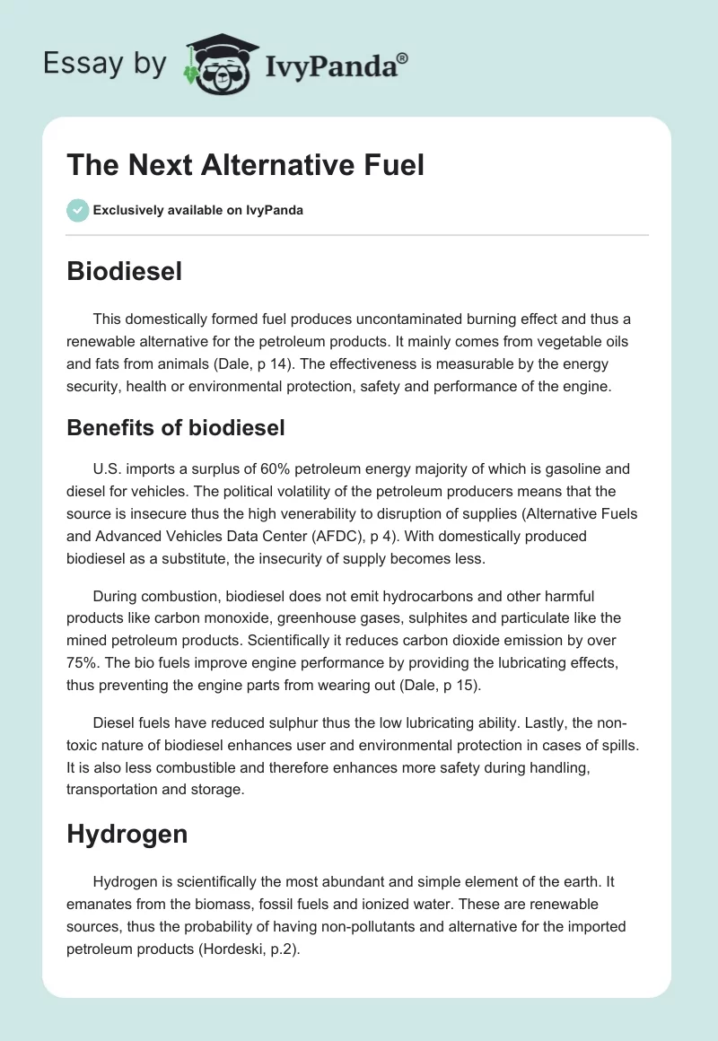 The Next Alternative Fuel. Page 1
