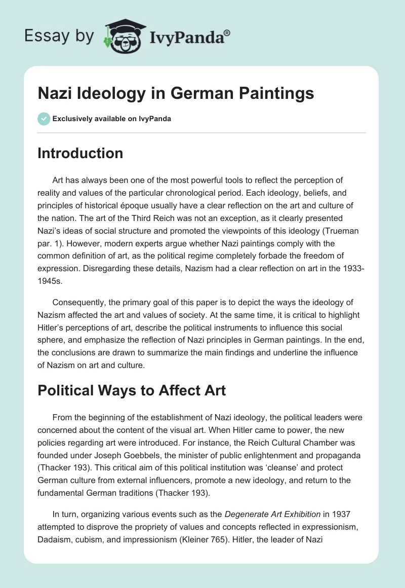 Nazi Ideology in German Paintings. Page 1