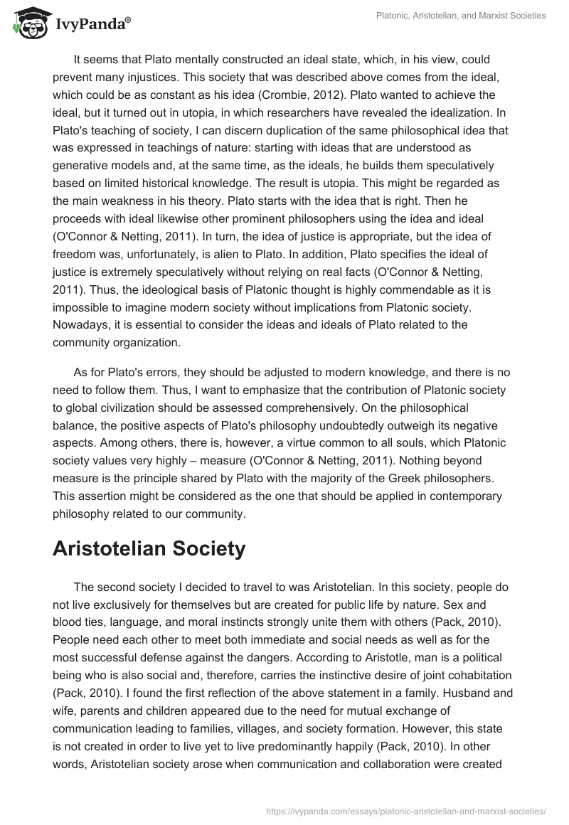 Platonic, Aristotelian, and Marxist Societies. Page 2