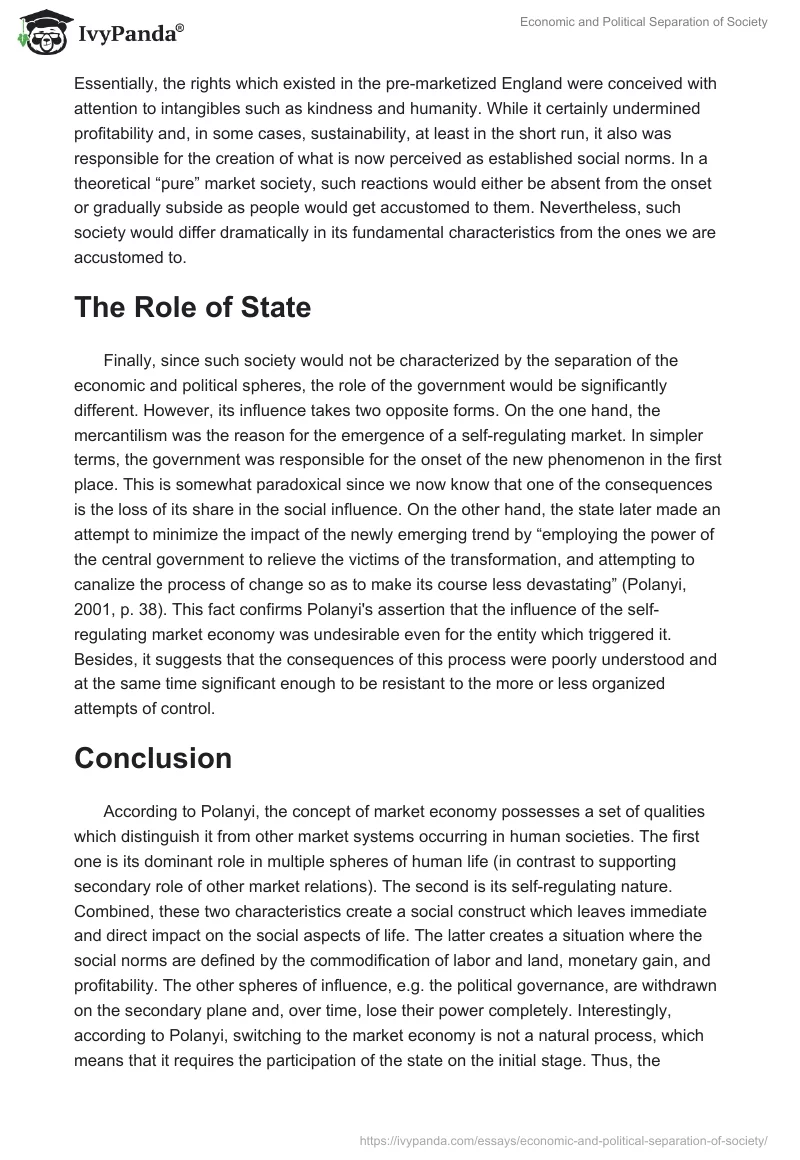 Market Economy and Society: Polanyi's Analysis. Page 5