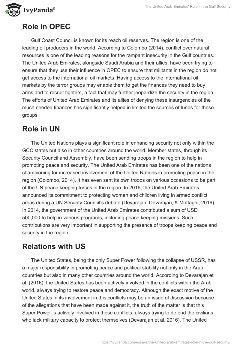 The United Arab Emirates' Role in the Gulf Security. Page 2
