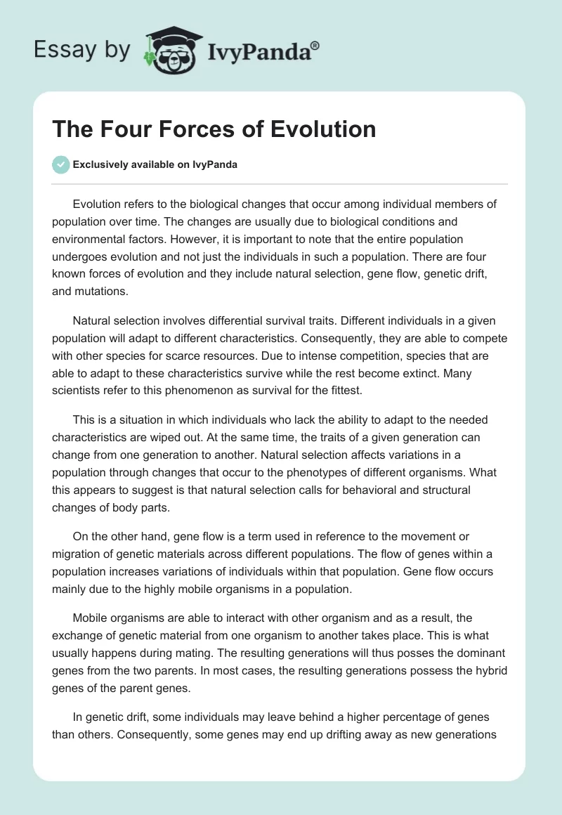 The Four Forces of Evolution. Page 1