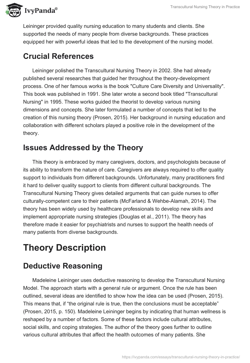 Transcultural Nursing Theory in Practice. Page 2
