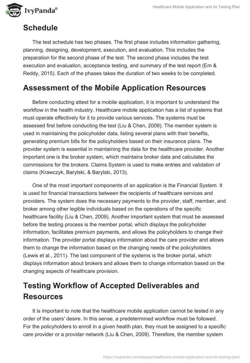 Healthcare Mobile Application and Its Testing Plan. Page 2