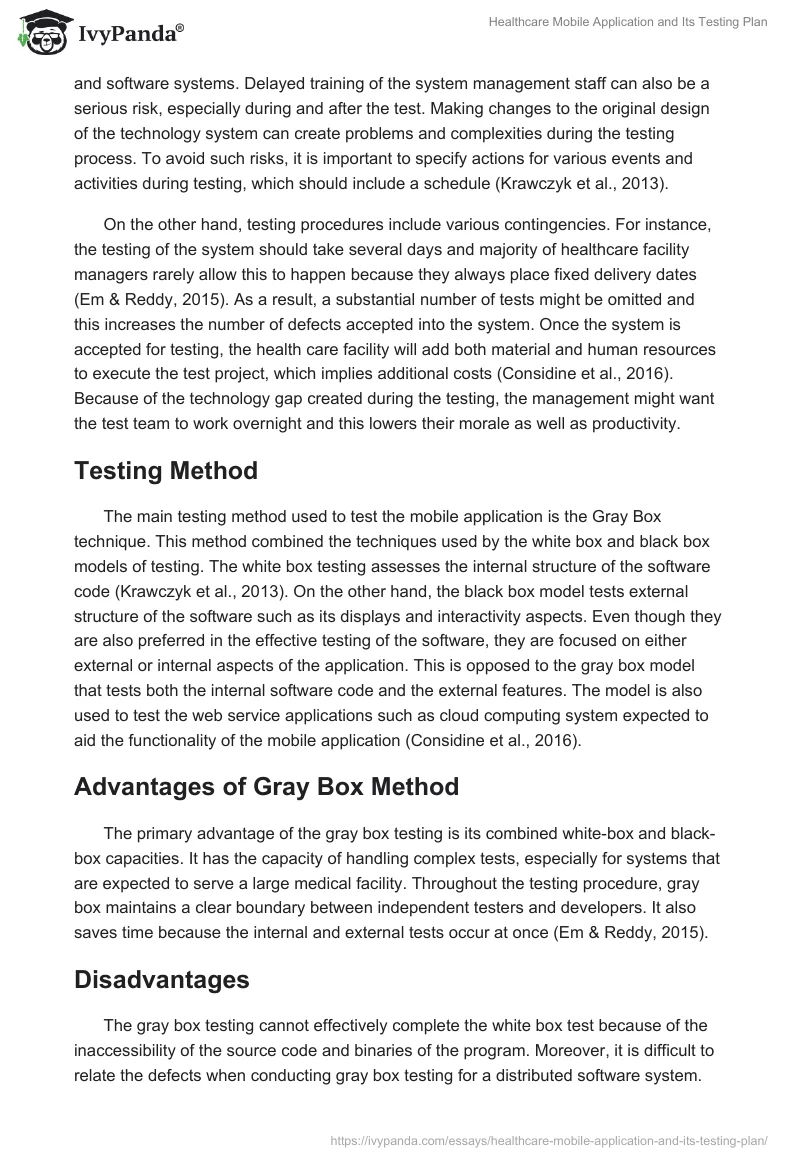 Healthcare Mobile Application and Its Testing Plan. Page 4