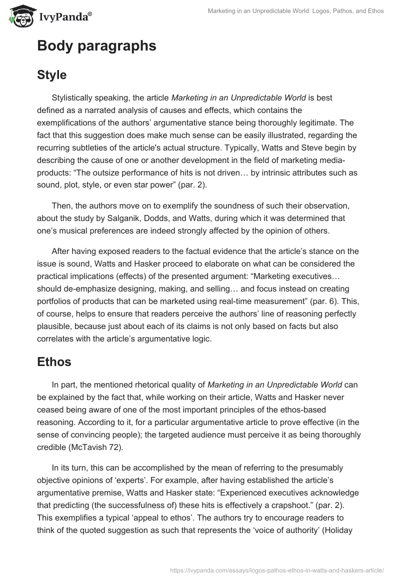 Marketing in an Unpredictable World: Logos, Pathos, and Ethos. Page 2