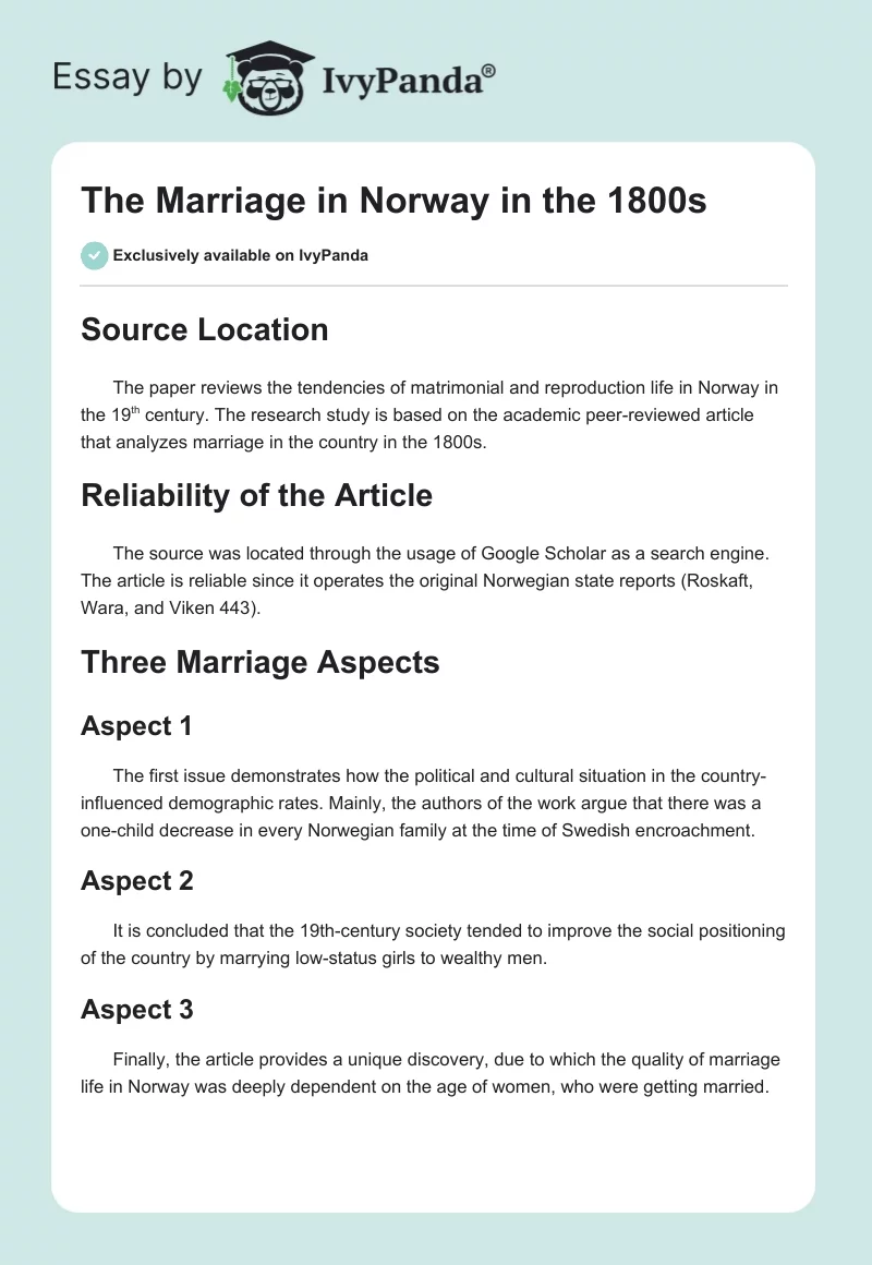 The Marriage in Norway in the 1800s. Page 1