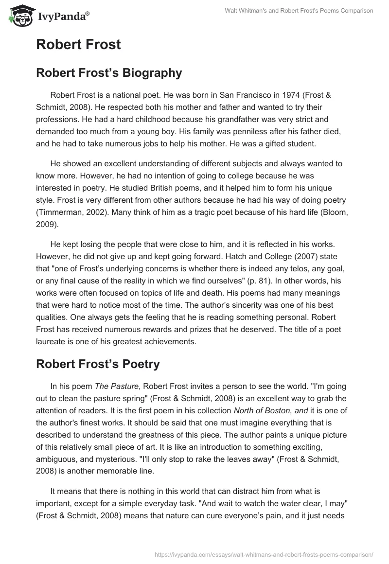 Walt Whitman's and Robert Frost's Poems Comparison. Page 3