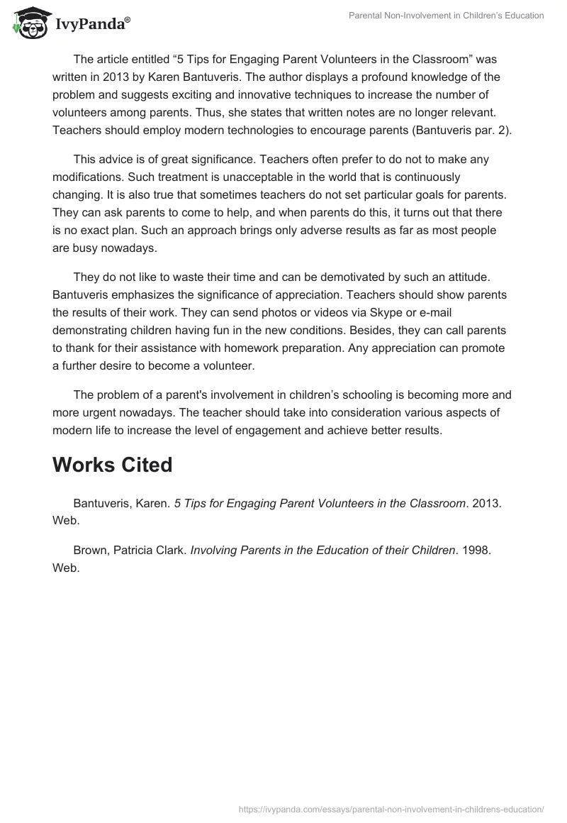 Parental Non-Involvement in Children’s Education. Page 2