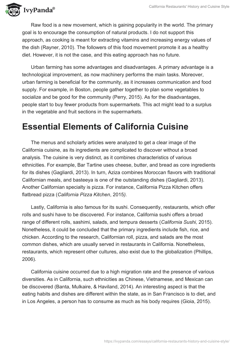 California Restaurants' History and Cuisine Style. Page 3
