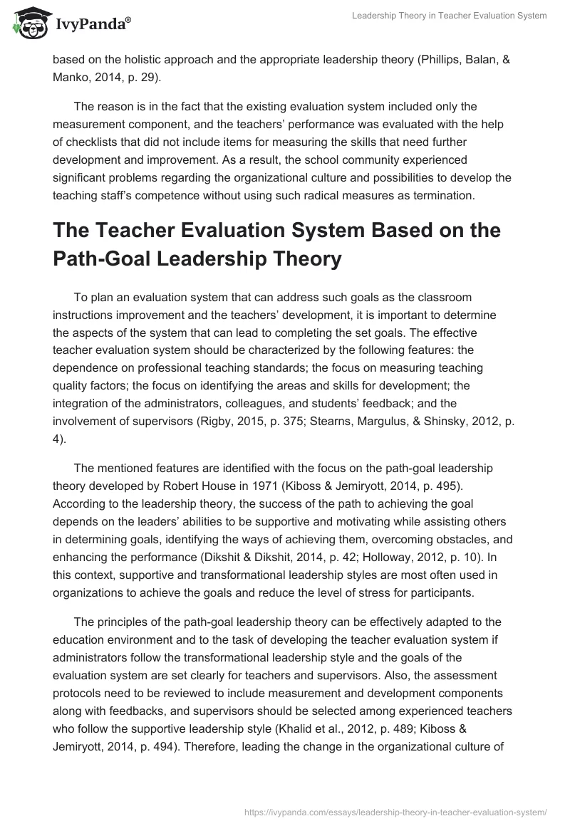 Leadership Theory in Teacher Evaluation System. Page 2