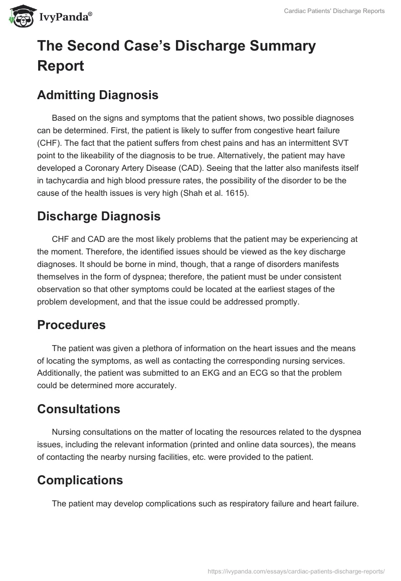 Cardiac Patients' Discharge Reports. Page 4