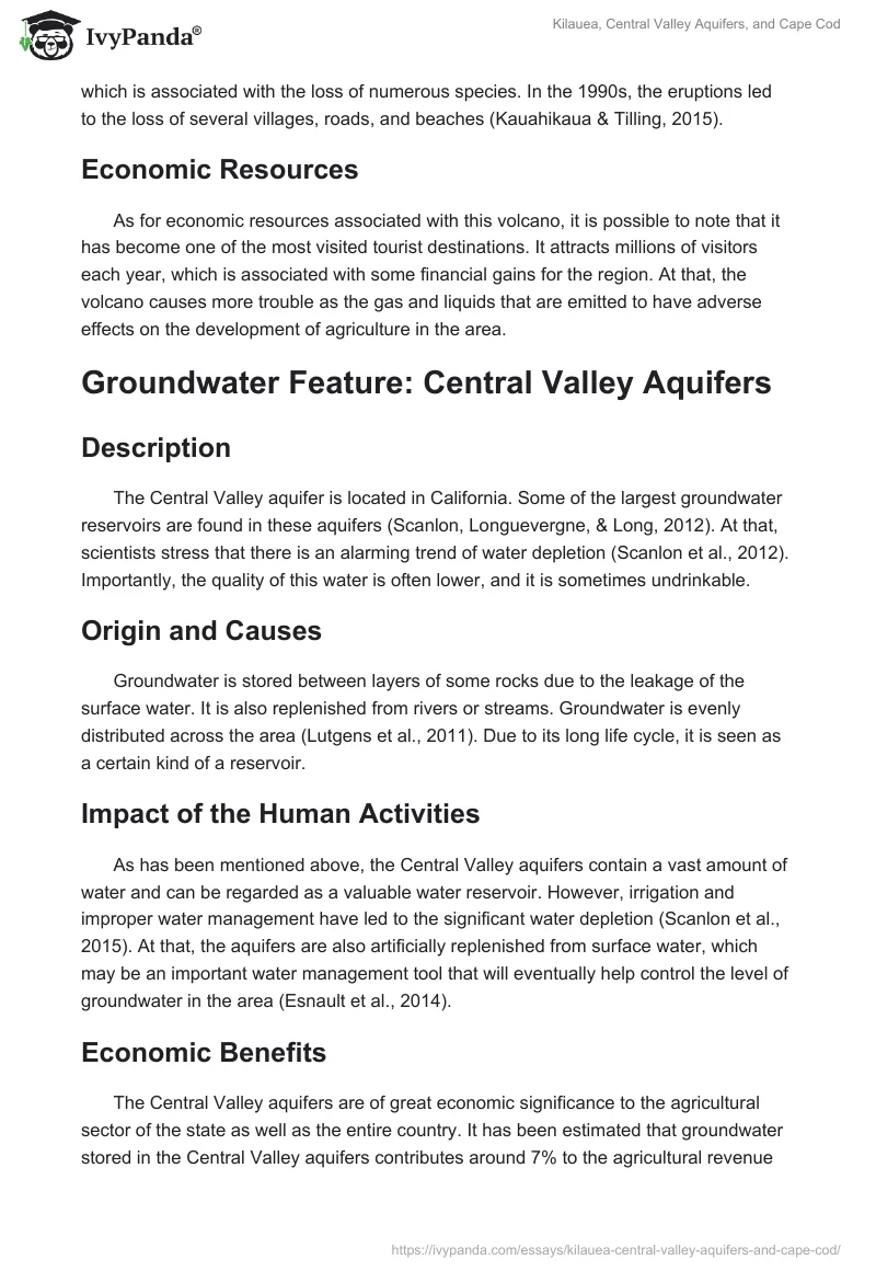 Kilauea, Central Valley Aquifers, and Cape Cod. Page 2