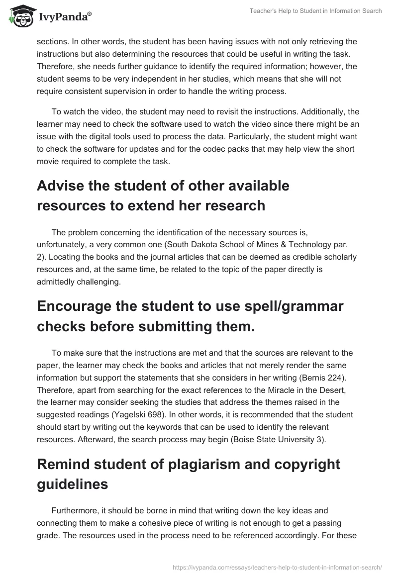 Teacher's Help to Student in Information Search. Page 2