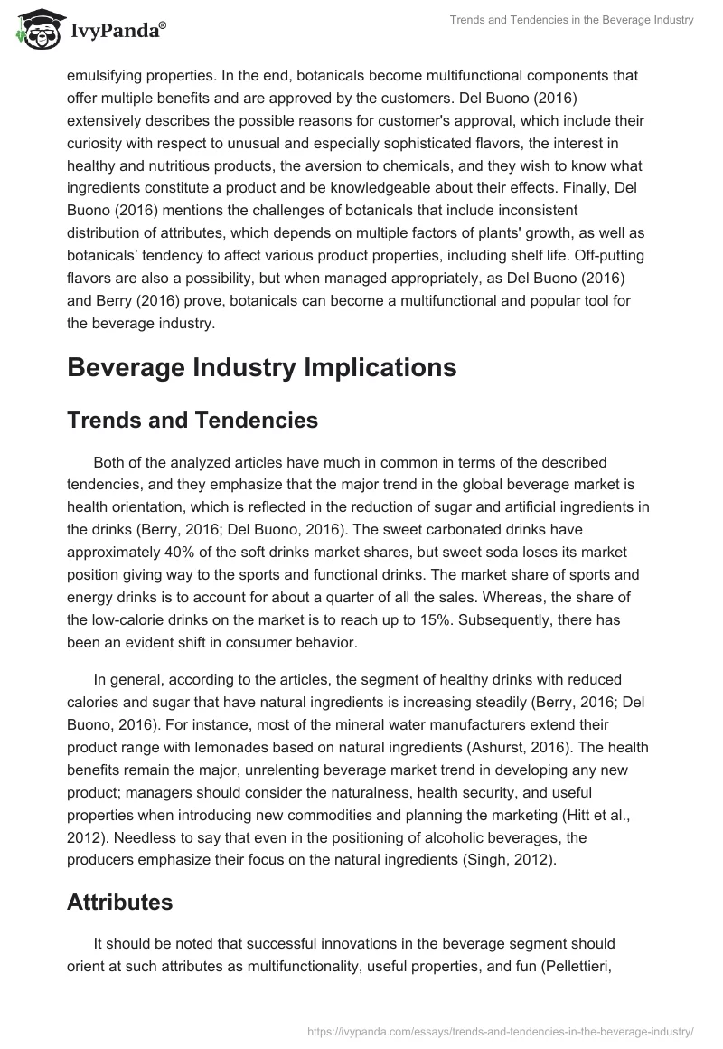Trends and Tendencies in the Beverage Industry. Page 2