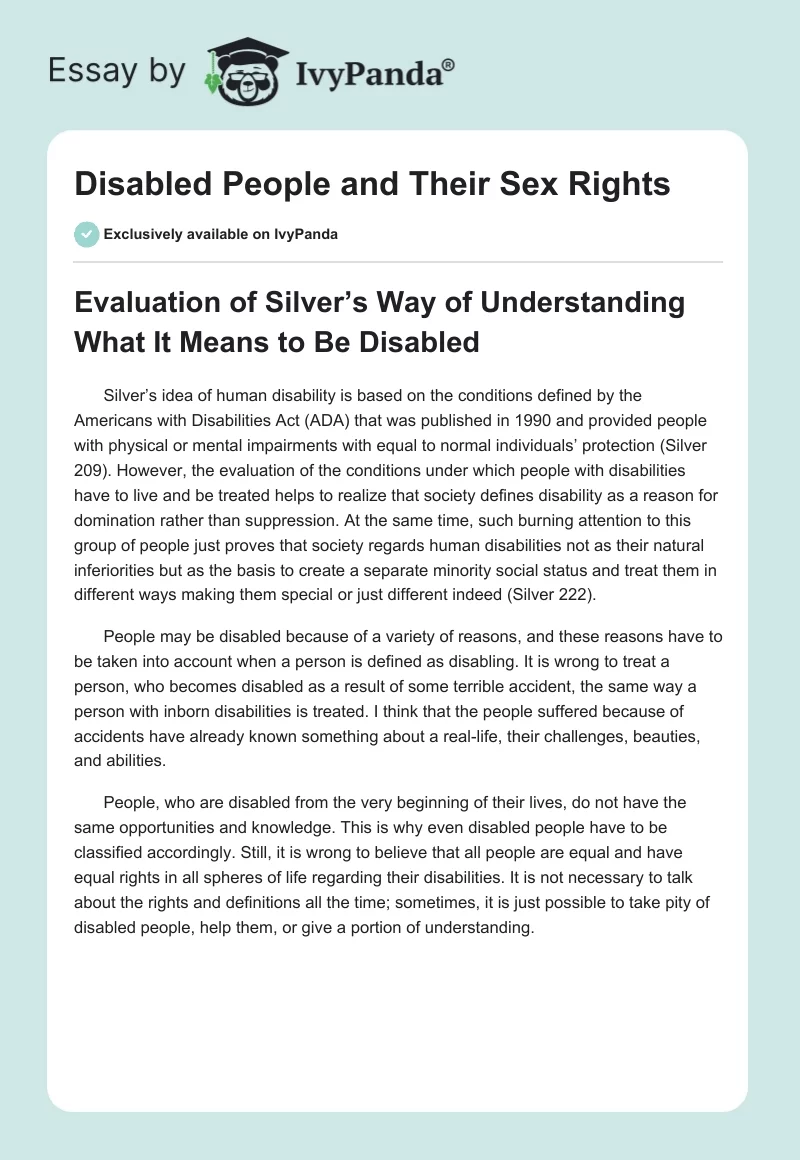 Disabled People and Their Sex Rights. Page 1