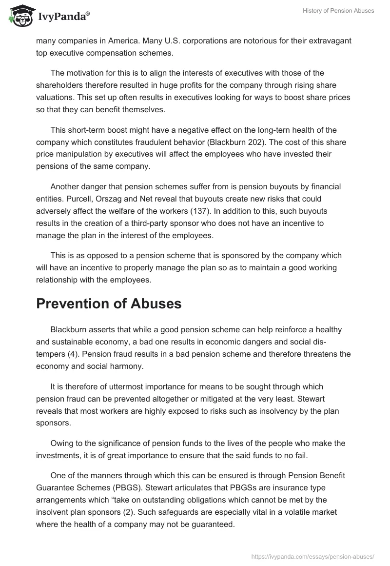 History of Pension Abuses. Page 3