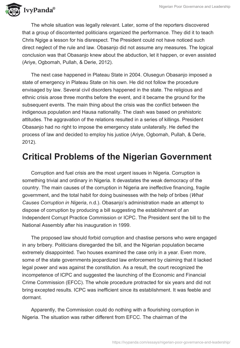 Nigerian Poor Governance and Leadership. Page 4