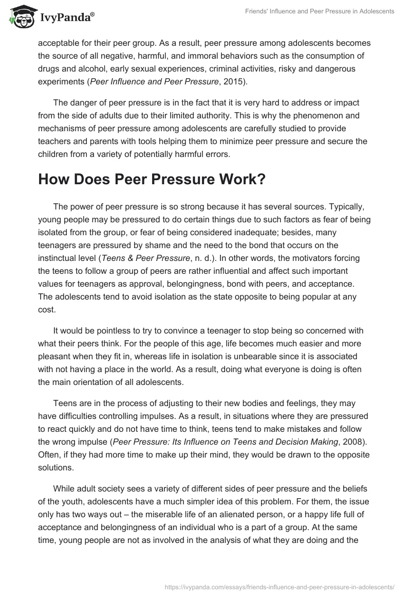 Friends' Influence and Peer Pressure in Adolescents. Page 3