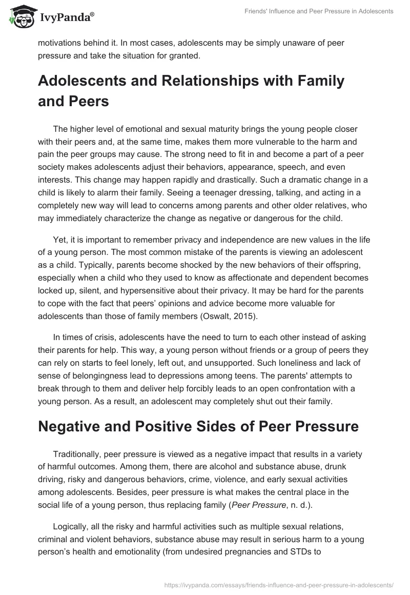Friends' Influence and Peer Pressure in Adolescents. Page 4