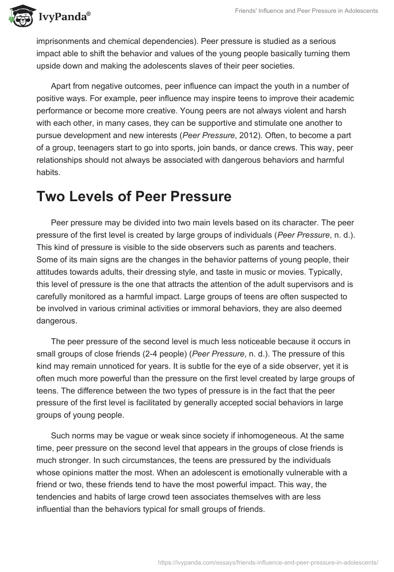 Friends' Influence and Peer Pressure in Adolescents. Page 5