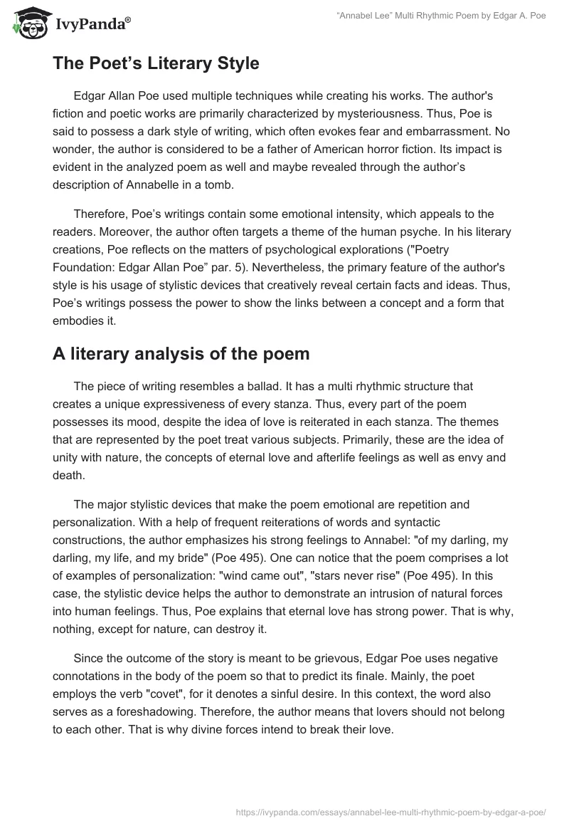 “Annabel Lee” Multi Rhythmic Poem by Edgar A. Poe. Page 2