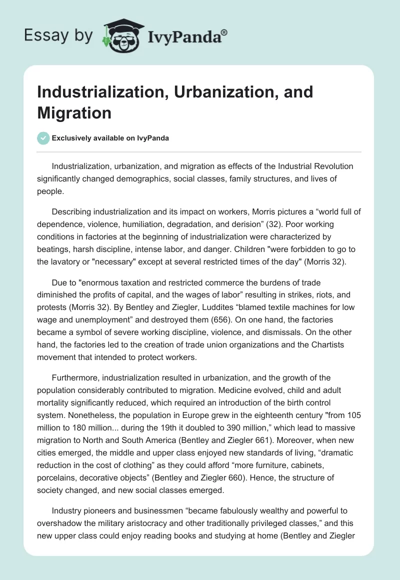 Industrialization, Urbanization, and Migration. Page 1