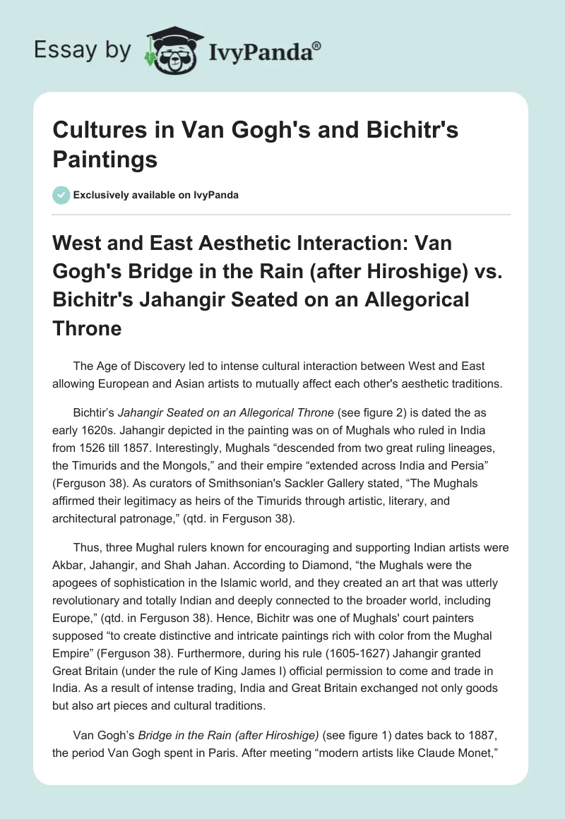 Cultures in Van Gogh's and Bichitr's Paintings. Page 1