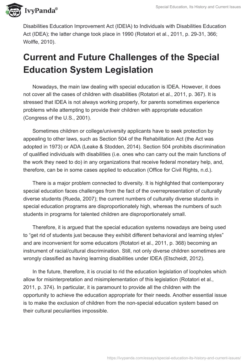 Special Education, Its History and Current Issues. Page 3