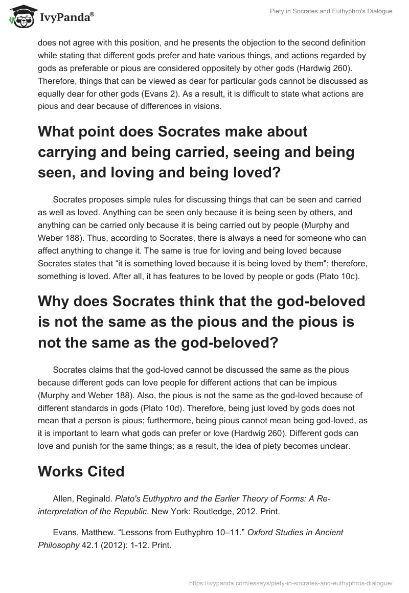 Piety in Socrates and Euthyphro's Dialogue. Page 2