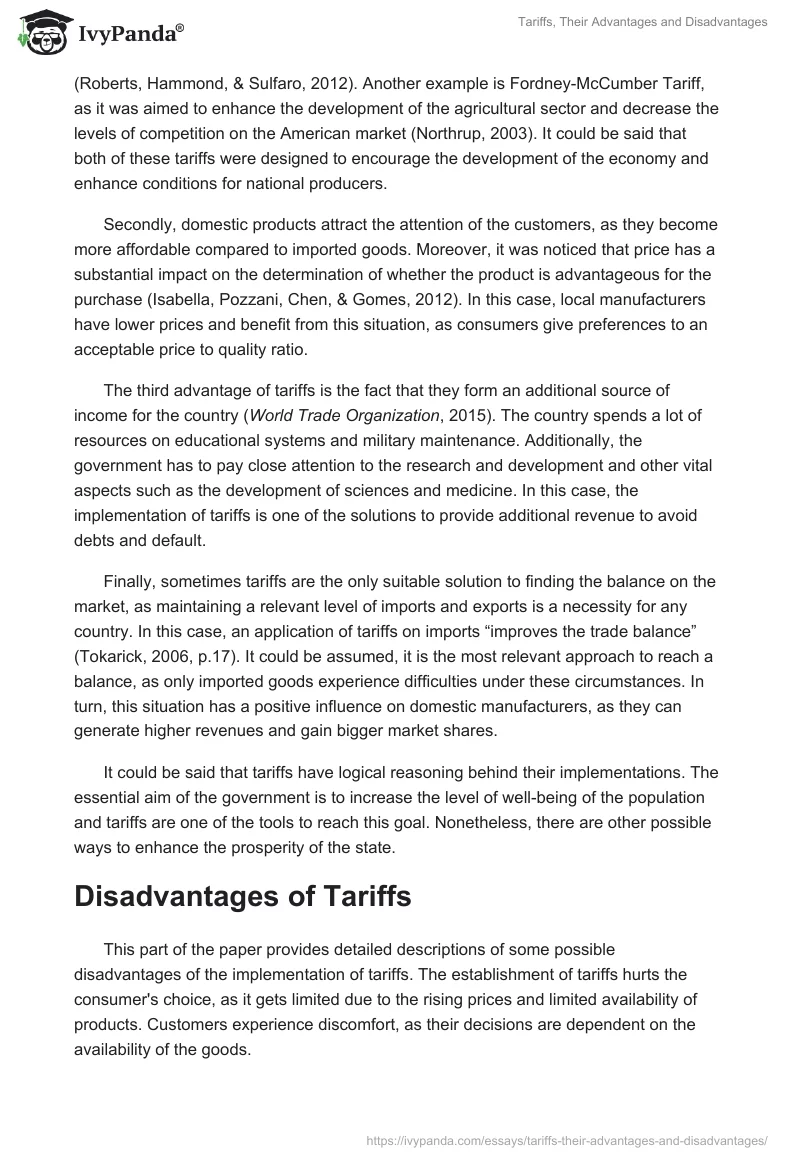 Tariffs, Their Advantages and Disadvantages. Page 2