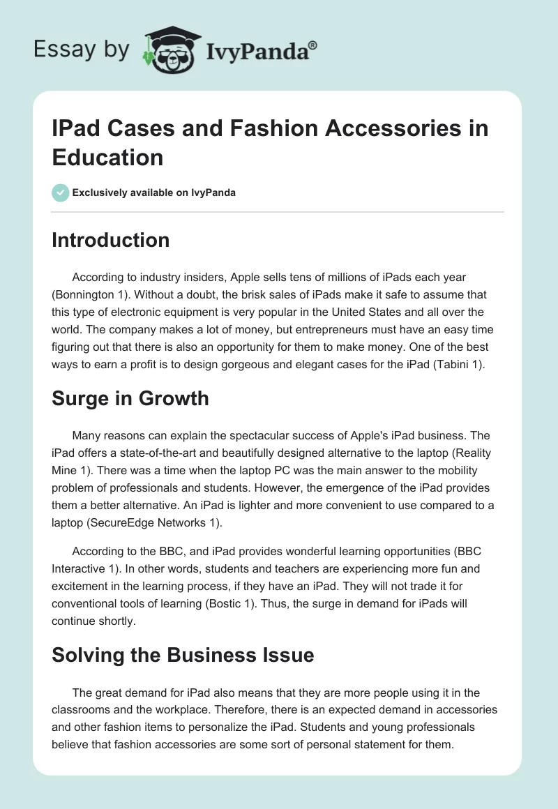 IPad Cases and Fashion Accessories in Education. Page 1