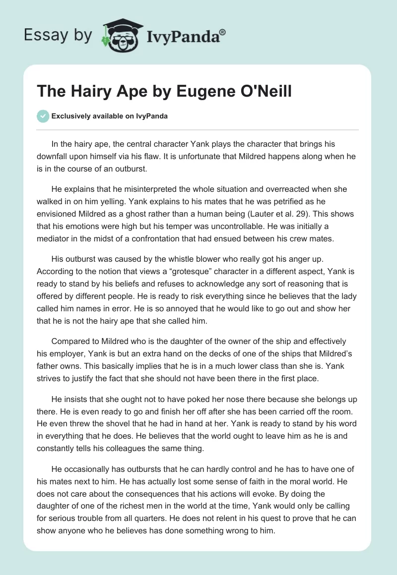 The Hairy Ape by Eugene O'Neill. Page 1
