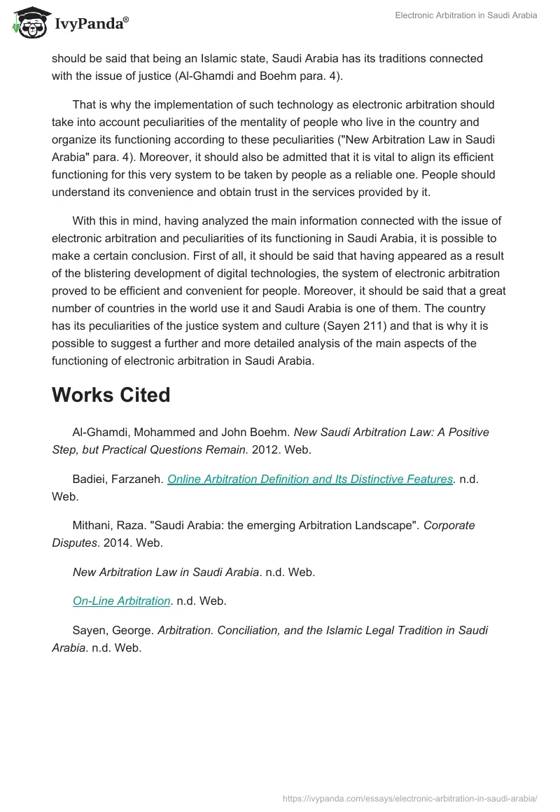 Electronic Arbitration in Saudi Arabia. Page 2