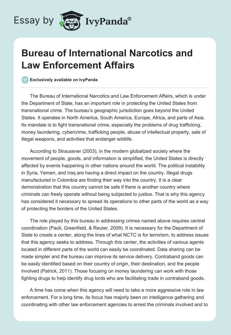 Bureau of International Narcotics and Law Enforcement Affairs. Page 1
