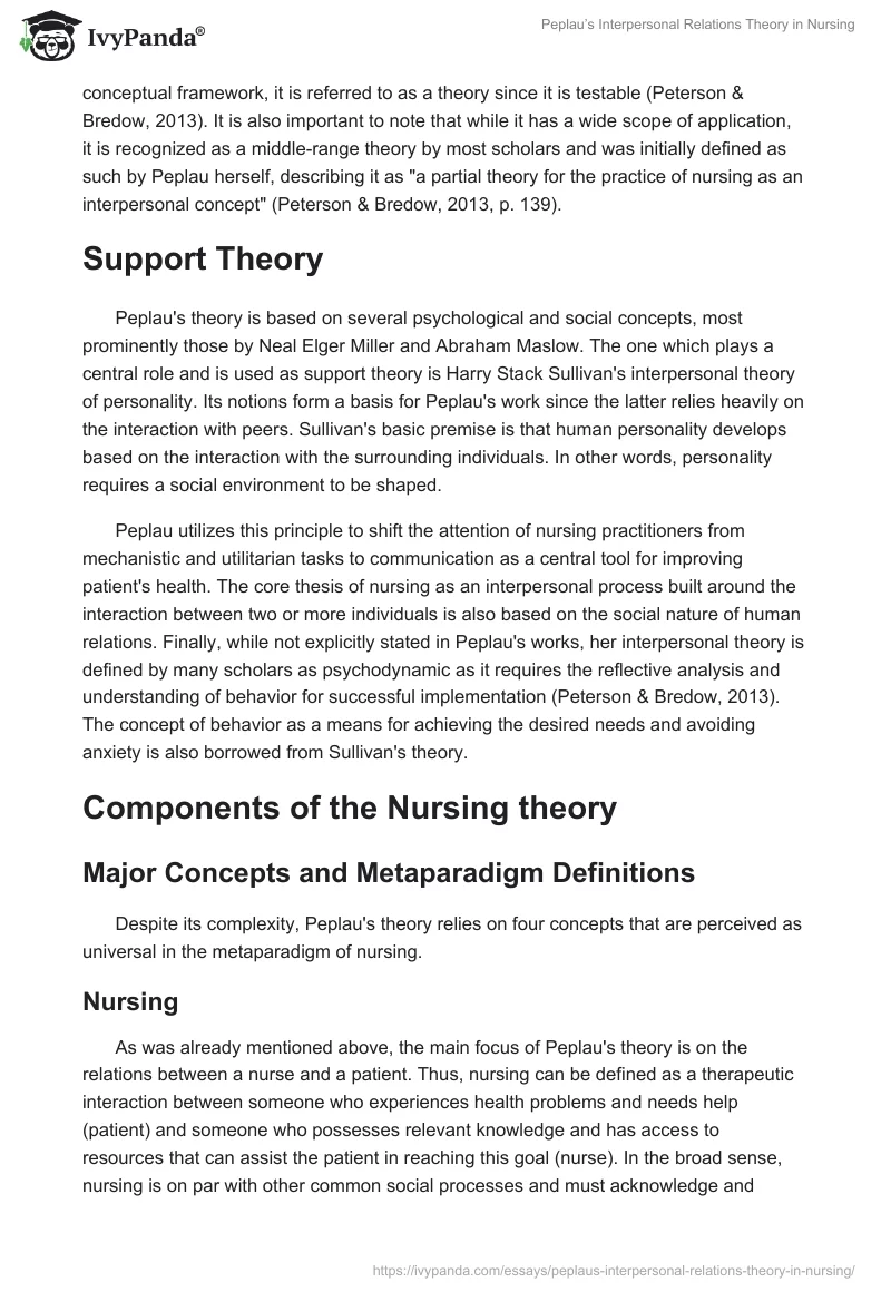 Peplau’s Interpersonal Relations Theory in Nursing. Page 2