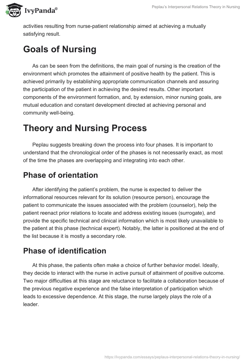 Peplau’s Interpersonal Relations Theory in Nursing. Page 4
